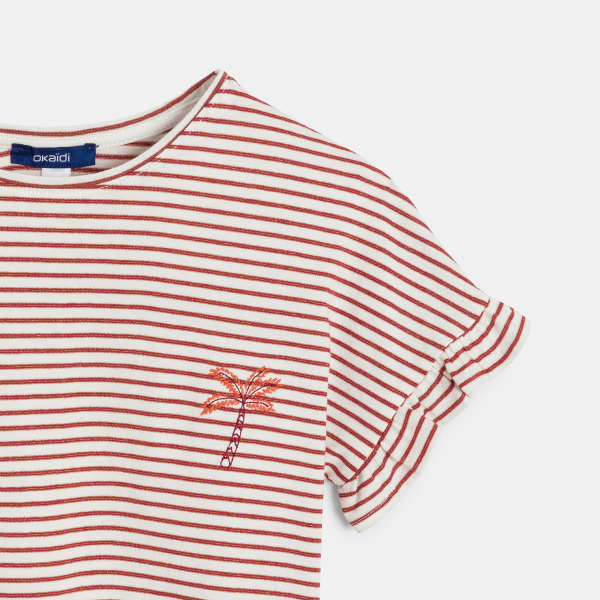 تيشيرت مقلم بني اللون معقود للفتيات